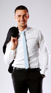 Cheerful female teenager pointing finger away