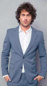 Cheerful female teenager pointing finger away